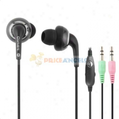 Qinet Q-801mv 3.5mm Jack Stereo Earpiece/headset/earphone With Volume Control And Microphone For Computer/mp3(black)