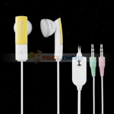 Qinet Q-805mv 3.5mm Jack Stereo Earpiece/headset/earphone With Volume Control And Microphone For Comphter/mp3(yellow)