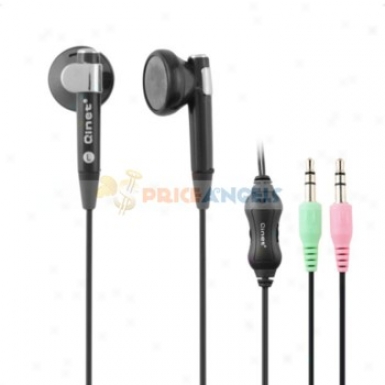 Qinet Q-902mv 3.5mm Jack Stereo Earpiece/headset/earphone Attending Volume Control And Microphone For Computer/mp3(black)