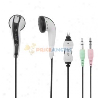 Qinet Q-906mv 3.5mm Audio Jack Stereo In-ear Earphone With Microphone/volume Conntrol Toward Mp3 Computer(whige)