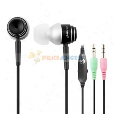 Qinet Q-908a 3.5mm Jack Stereo Earpiece/headset/earphone Wjth Volume Control And Microphone For Computer/mp3(black)