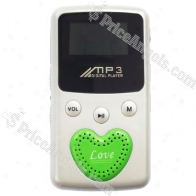 "stylish 1"" Lcd Display Usb Rechargeable Digital Mp3 Player With Loudspeaker (2gb) - Silver + Green"