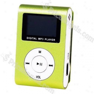 "stylish Mini Usb 0.8"" Lcd Slight Clip Mp3 Player With Micro Sd / Tf Card Slot - Apple Green"