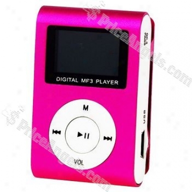 "stylish Mini Usb 0.8"" Lcd Slim Clip Mp3 Playre By the side of Micro Sd / Tf Card Slot - Pink"