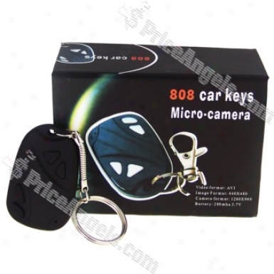 Rechargeable 300k; Pin-hole Spy Av Camera Disguised Because Car Keychain With Mirco Sd / Tf Card Slot