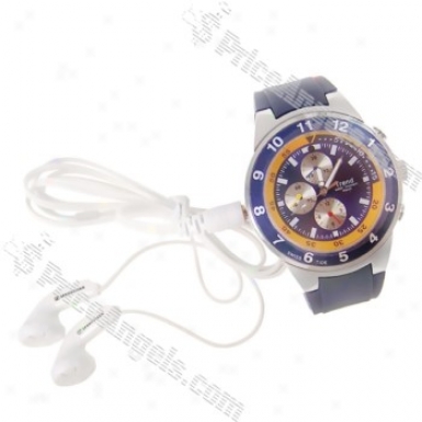 Rechargeable 300kp Pin-hole Spy Dv Camera Mp3 Player Intoxicated As Working Wrist Watch - Blue&silver(4gb)