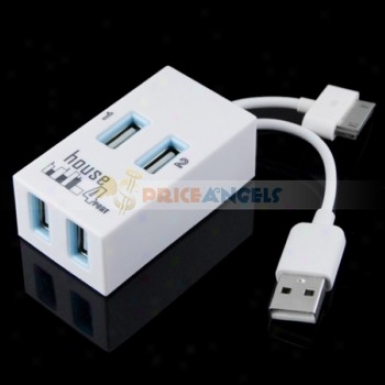 Rectangle Design Portable 4 Ports Usb 2.0 Hi-speed Extension Hub For Pc Laptop(white)