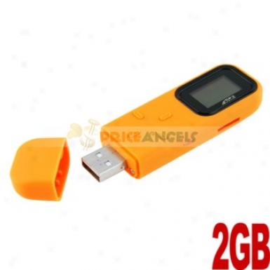 Rectangle Shaped 0.8-inch Screen Usb 2gb Mp3 Media Player With Tf Slot(orange)