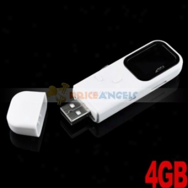 Rectangle Shaped 0.8-inch Screen Usb 4gn Mp3 Media Player With Tf Slot(white)