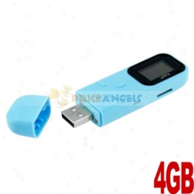 Rectangle Shaped 0.8-inch Veil Usb 4gb Mp3 Media Pkayer With Tf Slot(blue)