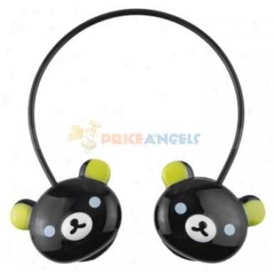 Rilakkuma Style Hands Free Tf Card Wireless Headphone/earphone With Usb Cable(black)