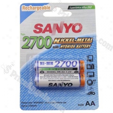 Sanyo Aa 1.2v 2700mah Ni-mh Rechargeable Battery(2-pack)