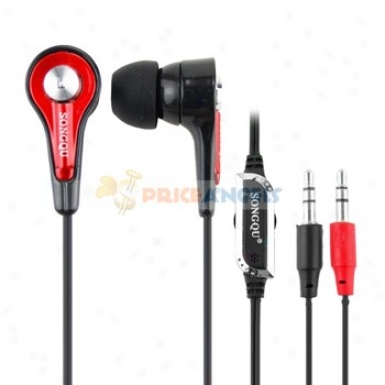 Songqu Sq-28mv 3.5mm Jack Stereo Headset Headphone With Microphone/volume Hinder For Laptop Pc(red)