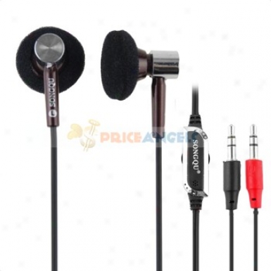 Songqu Sq-29mv 3.5mm Jack Stereo Hands Free In-ear Earphones Headset With Microphone/volume Hinder For Pc(brown)