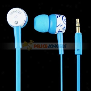 Songqu Sq-83mp Plant Pattern 3.6mm Jack Stereo Hands Free In-ear Earphones Headset For Pc/cell Phone(blue)