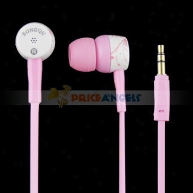 Songqu Sq-84mp Plant Pattern 3.5mm Jack Stereo Hands Free In-ear Earphones Headset For Pc/cell Phone(pink)