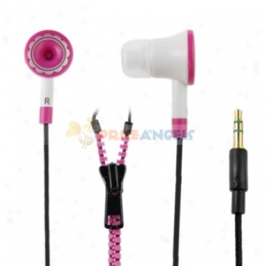 Sonun 3.5mm Jack In-ear Stwreo Headphones Zipper Earphone(pink)