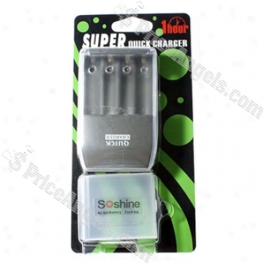Soshine 1-hour Quick Charger With Free Battery Case (4xaa/aaa)