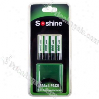 Soshine Rechargeable 900ma Aaa Ni-mh Batteries (4 Pieces Pack)