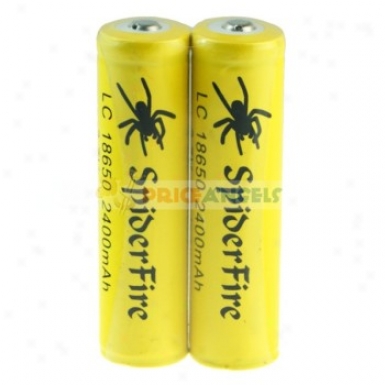 Spiderfire 18650 2400mah 3.7v Rechargeable Li-ion Battery With Protection Circuti(2-pack)