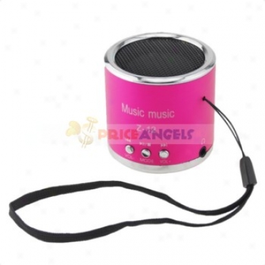Sporrs Style Movable Usb Min Speaker With Tf Card Slot/fm For 3.5mm Jack Mp3/mp4 Player(fuchsia)