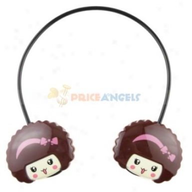 Strawberry Girl Style Wireless Headset Headphone Mp3 Player With Tf Slot(brown)