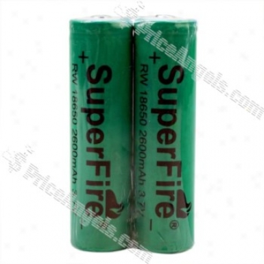 Superfire Rw 18650 3.7v 2600mah Rechargeable Lithium Battery (2-pack)