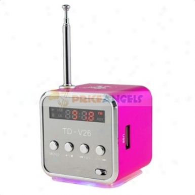 Td-v26 Sports Sfyle Mini Led Screen Speaker Amplifier With Fm Radio/sd Tf Card For Pc Mp3 Mp4 Player(fuchsia)