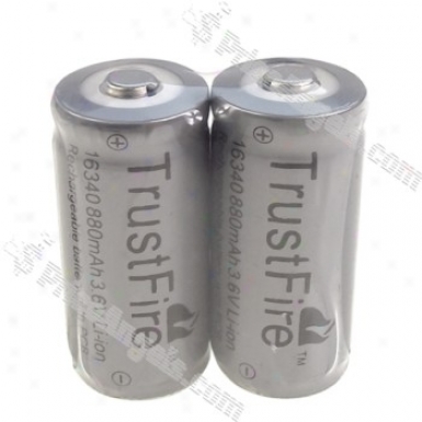 Trustfire 16340 880mah 3.6v Li-ion Rechargeable Battery With Pcb(2-pack/color Assorted)