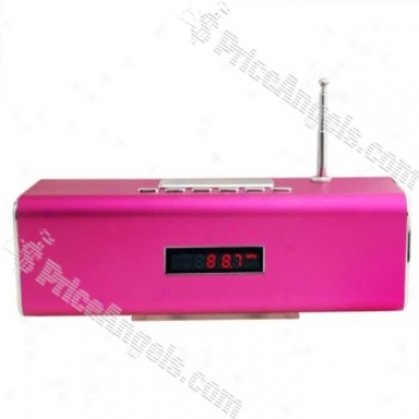 Tt2 Box Style Red Led Digital Display Rechargeable Mp3 Sp3aker With Fm/t Slot-magenta