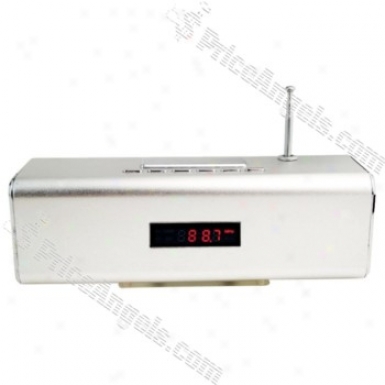 Tt2 Box Style Red Led Digital Display Rechargeable Mp3 Speaker With Fm/tf Slot-silver