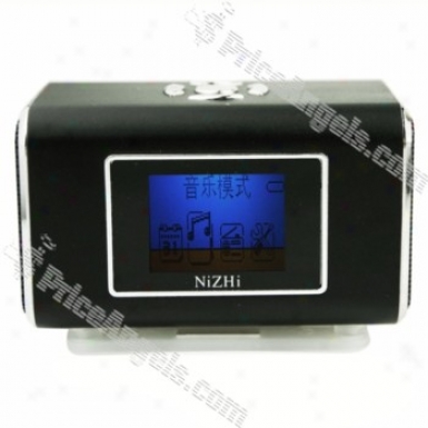 Tt6 Mini Box Style Lcd Blue Backlit Display Rechargeable Mp3 Speamer In the opinion of Fm/tf Slot-black