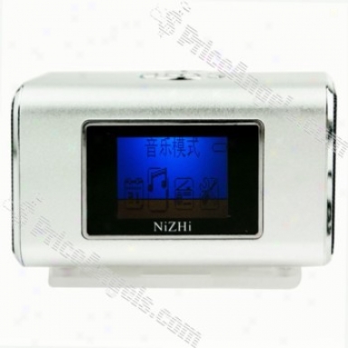 Tt6 Mini Box Style Lcd Blue Backlit Display Rechargeable Mp3 Speaker With Fm/tf Slot-silver