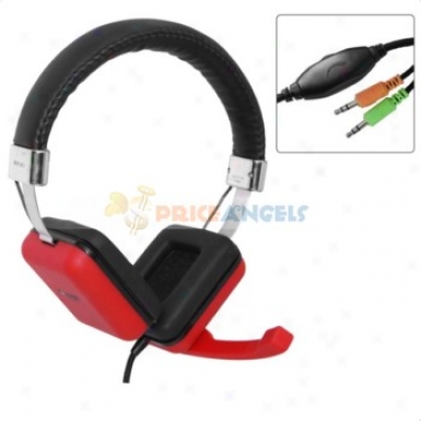 Tymex Tm-h28mv Large On-ear Stereo 3.5mm Headphone Headset With Microphone/volume Control(red)