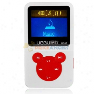 Uggu U360 2gb 1.4-inch Screen Stereo Mp3 Player With Speaker(white + Red)