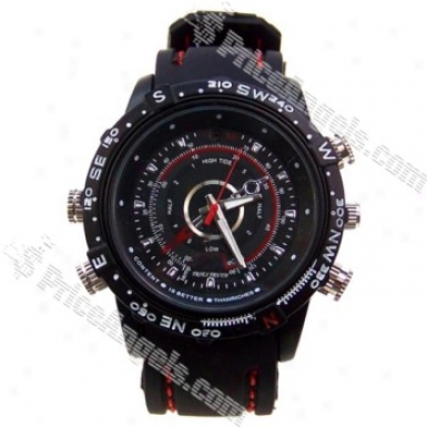 Usb Rechargeable 1.3mp Pin-hole Spy Av Camera Disguised As Working Waterproof Wristwatch (4gb) - Eu Charger