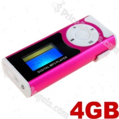 Usb Rechargealbe Lcd Display Belt Clip Mini Digital Mp3P layer-pink(4gb)