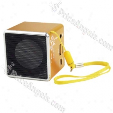 Ws-368 Mini Square Box Style Rechargeabel Mpp3 Speaker With Tf Slot-golden