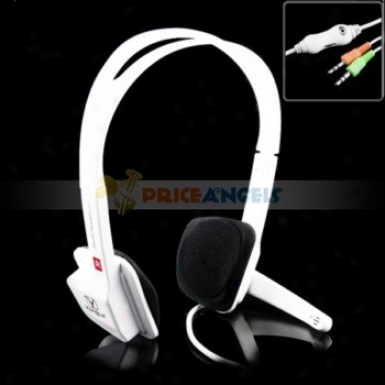Yl-555 Cool Adjustable 3.5mm Stereo Headset Headphone Earphone For Computer Mp3 Mp4 Cell Phone(white)