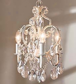 12" Glass And Acrylic Bead Dangling Princess Chandelier With 3 25-watt Bulbs