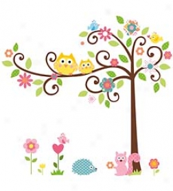 73-piece Repositionable Schedule Tree Wall Stickers Set