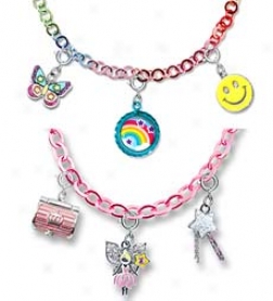 Charm It High-quality 7" Silver Plated Bracelet With 3 Charms Set