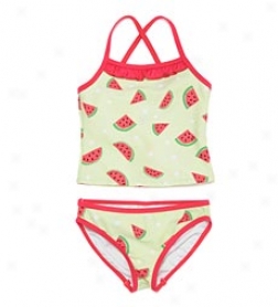 Criss-cross Two-piece Watermelon Bathing Suit