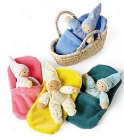 Dimple Doll With Basket And Fleece Blanket Set