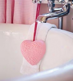 Fine Handmade Heart-shaped Soap-on-a-rope With Rose Fragrance