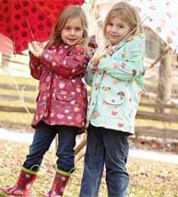 Hatley 100% Polyurethane Rain Jacket With Front Snaps, Pockets, And Super-soft Cotton/poly Terry Lining For Girls