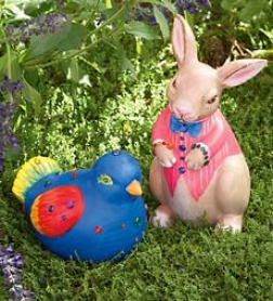 Jeweled Bird And Bunny Garden Kits With Weather-resistant Paints And Self Stick Gems