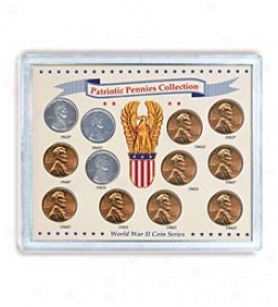 Patriotic Wwii U.s. Pennies Collector Set