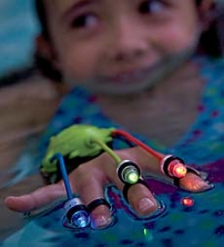 Set Of 2 Waterproof Light-up Swimray Finger Flashlights