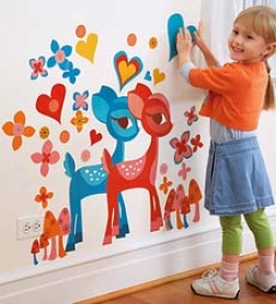 Set Of 47 Non-toxic Oversized Whimsical Forest-themed "deer"-est Friends Wall Stickers